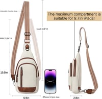 CLUCI Crossbody Táska Férfiaknak és Nőknek, PU Bőr Mellkastáska Utazáshoz, Bézs-Barna 3
