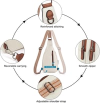 CLUCI Crossbody Táska Férfiaknak és Nőknek, PU Bőr Mellkastáska Utazáshoz, Bézs-Barna 5