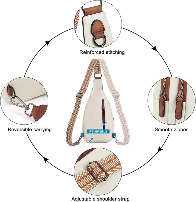 CLUCI Crossbody Táska Férfiaknak és Nőknek, PU Bőr Mellkastáska Utazáshoz, Bézs-Barna