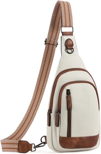 CLUCI Crossbody Táska Férfiaknak és Nőknek, PU Bőr Mellkastáska Utazáshoz, Bézs-Barna 1