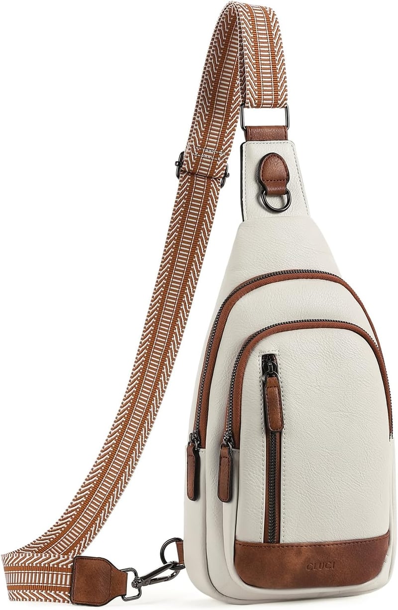CLUCI Crossbody Táska Férfiaknak és Nőknek, PU Bőr Mellkastáska Utazáshoz, Bézs-Barna