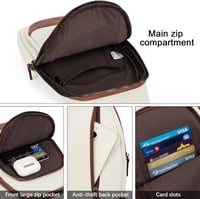 CLUCI Crossbody Táska Férfiaknak és Nőknek, PU Bőr Mellkastáska Utazáshoz, Bézs-Barna 4