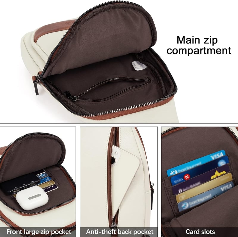 CLUCI Crossbody Táska Férfiaknak és Nőknek, PU Bőr Mellkastáska Utazáshoz, Bézs-Barna