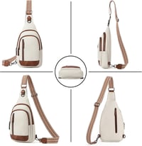 CLUCI Crossbody Táska Férfiaknak és Nőknek, PU Bőr Mellkastáska Utazáshoz, Bézs-Barna 6