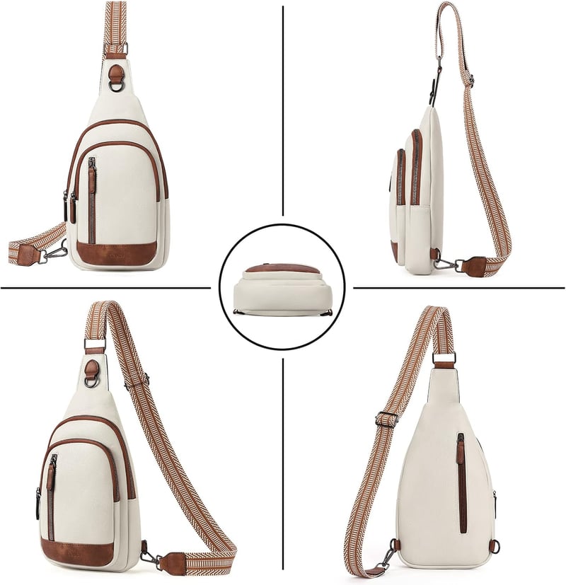 CLUCI Crossbody Táska Férfiaknak és Nőknek, PU Bőr Mellkastáska Utazáshoz, Bézs-Barna