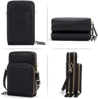 CLUCI Női Telefontok Válltáska Fekete - Kis Crossbody Táska Kártyatartóval, Bőr Mobiltelefon Tok Pénztárcával 6