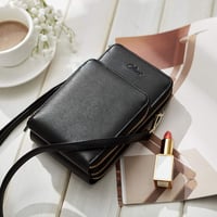 CLUCI Női Telefontok Válltáska Fekete - Kis Crossbody Táska Kártyatartóval, Bőr Mobiltelefon Tok Pénztárcával 2