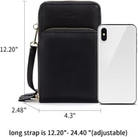 CLUCI Női Telefontok Válltáska Fekete - Kis Crossbody Táska Kártyatartóval, Bőr Mobiltelefon Tok Pénztárcával 3