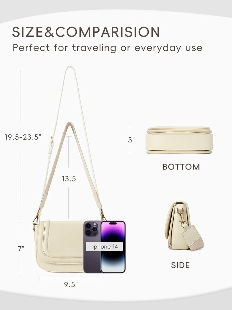 CLUCI női válltáska PU bőr, kicsi crossbody táska cserélhető pántokkal