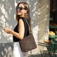 CLUCI Női Válltáska PU Bőr Közepes Crossbody Táska Pénztárcával, 2 Részes Szett Cserélhető Pántokkal, Kávé Színű 2