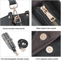 CLUCI Női Válltáska PU Bőr Közepes Crossbody Táska Pénztárcával, 2 Részes Szett Cserélhető Pántokkal, Kávé Színű 5