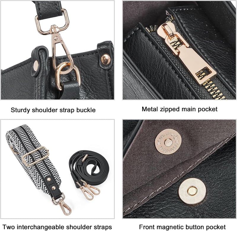 CLUCI Női Válltáska PU Bőr Közepes Crossbody Táska Pénztárcával, 2 Részes Szett Cserélhető Pántokkal, Kávé Színű