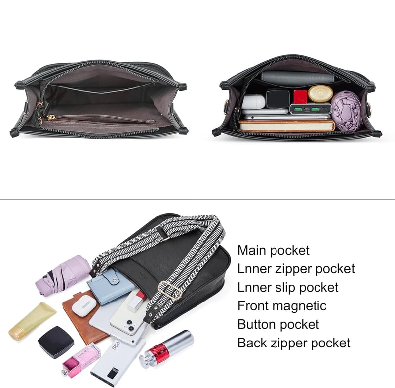 CLUCI Női Válltáska PU Bőr Közepes Crossbody Táska Pénztárcával, 2 Részes Szett Cserélhető Pántokkal, Kávé Színű