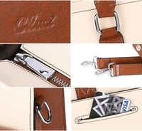 CLUCI Vintage Bőr Laptoptáska 15.6" Üzleti Válltáska Krém-Barna Olajozott Bőr Női Táska 5