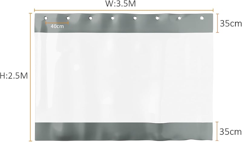 CLXRZM Átlátszó PVC Függöny 250x350cm Vízálló Szélálló Teraszhoz Kerthez