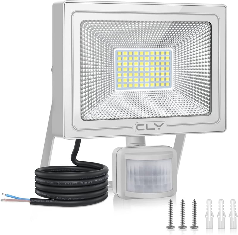 CLY 60 W mozgásérzékelős kültéri LED reflektor 5200 lm 6500 K hideg fehér IP66 vízálló állítható fejjel garázs kert udvar sportpálya