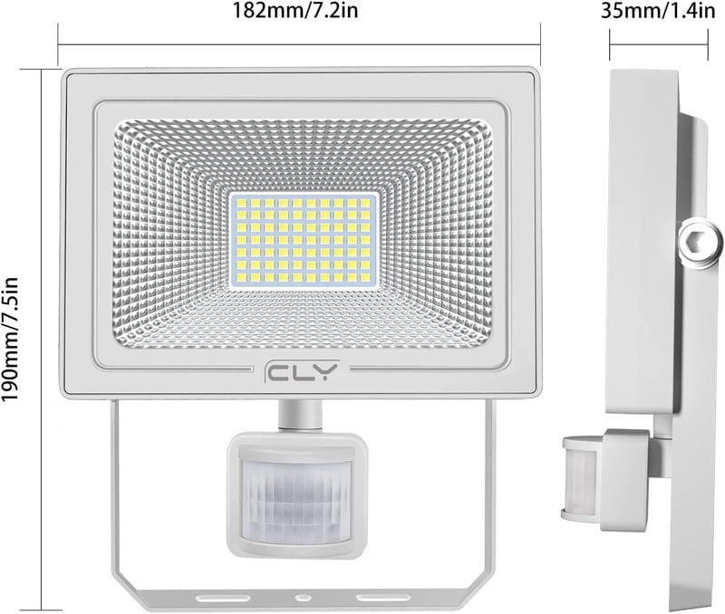 CLY 60 W mozgásérzékelős kültéri LED reflektor 5200 lm 6500 K hideg fehér IP66 vízálló állítható fejjel garázs kert udvar sportpálya