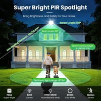 CLY 60 W mozgásérzékelős kültéri LED reflektor 5200 lm 6500 K hideg fehér IP66 vízálló állítható fejjel garázs kert udvar sportpálya 2