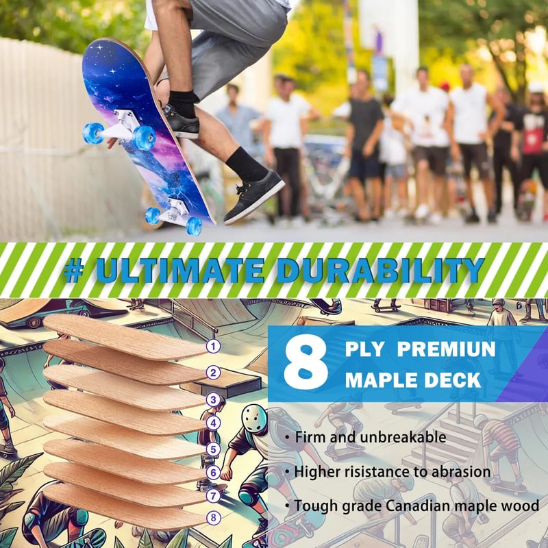 CLYCTIP 31" Cruiser Skateboard 8 rétegű juharfa ABEC-11 csapágy kezdőknek
