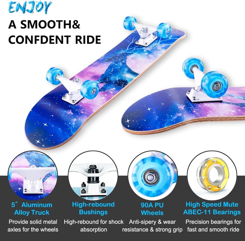 CLYCTIP 31" Cruiser Skateboard 8 rétegű juharfa ABEC-11 csapágy kezdőknek