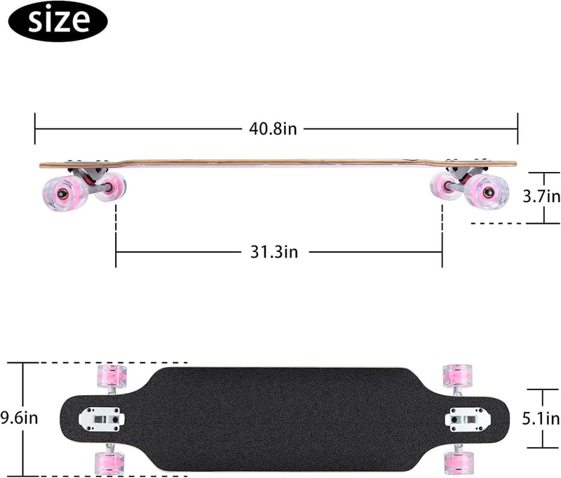 CLYCTIP Longboard Skateboard 8 rétegű juhar kezdőknek felnőtteknek cruiser