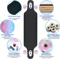 CLYCTIP Longboard Skateboard 8 rétegű juhar kezdőknek felnőtteknek cruiser 2