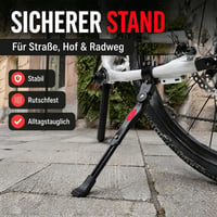 Stojan na bicykel CMASTER pre 24 – 28-palcové bicykle, max. zaťaženie 40 kg, hliníkový rám, protišmyková gumová pätka, nastaviteľná výška 6