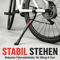 Stojan na bicykel CMASTER pre 24 – 28-palcové bicykle, max. zaťaženie 40 kg, hliníkový rám, protišmyková gumová pätka, nastaviteľná výška 2