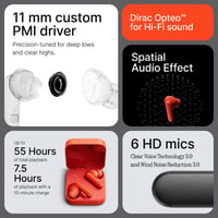 Bezdrôtové slúchadlá CMF by Nothing Buds 2 – 48 dB hybridné ANC, 55 hodín výdrže batérie, 11 mm menič PMI, 6 HD mikrofónov, priestorový zvuk (Spatial Audio) 6