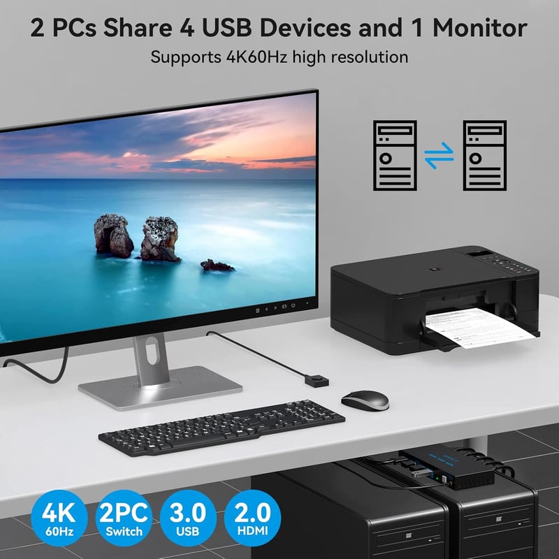 CMSTEDCD USB 3.0 HDMI KVM Switch 2 PC-hez 4K60Hz Monitor Egér Billentyűzet