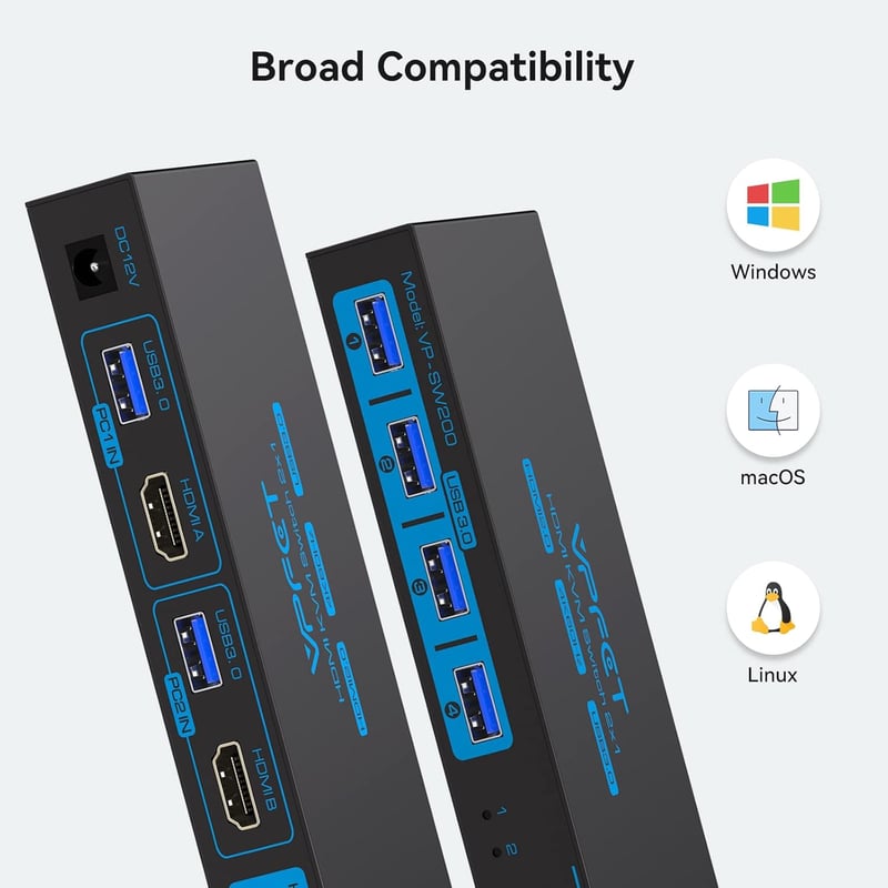 CMSTEDCD USB 3.0 HDMI KVM Switch 2 PC-hez 4K60Hz Monitor Egér Billentyűzet
