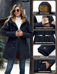 CMTOP női téli kabát vízálló meleg kapucnis parka fleece béléssel 3