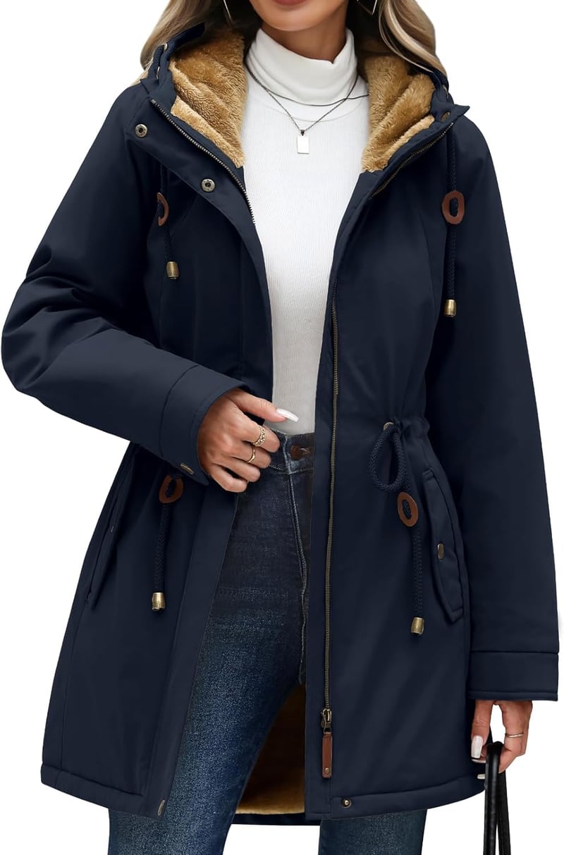 CMTOP női téli kabát vízálló meleg kapucnis parka fleece béléssel