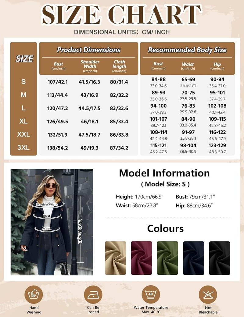 CMTOP női téli kabát vízálló meleg kapucnis parka fleece béléssel
