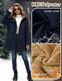 CMTOP női téli kabát vízálló meleg kapucnis parka fleece béléssel 4