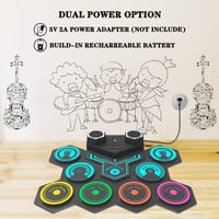 Set de tobe electronice portabile din silicon CNAPXAIA pentru copii, cu 9 pad-uri și difuzor încorporat, cadou pentru zi de naștere și Crăciun 4