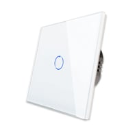 Dotykový nástenný vypínač CNBINGO - biely sklenený panel s LED indikátorom stavu - nosnosť 800W - zapustená montáž, 2-cestný 1