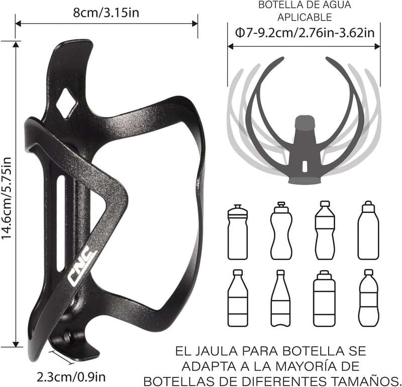 CNC 2x Fekete Alumínium Kerékpár Kulacstartó MTB Biciklire