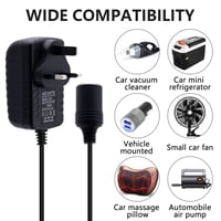 Sieťový adaptér Cncedi 240V AC – 12V DC, menič napätia, britská zástrčka, zásuvka autozapaľovača pre domáce použitie, max. výkon 24W 4