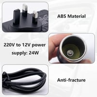 Sieťový adaptér Cncedi 240V AC – 12V DC, menič napätia, britská zástrčka, zásuvka autozapaľovača pre domáce použitie, max. výkon 24W 7