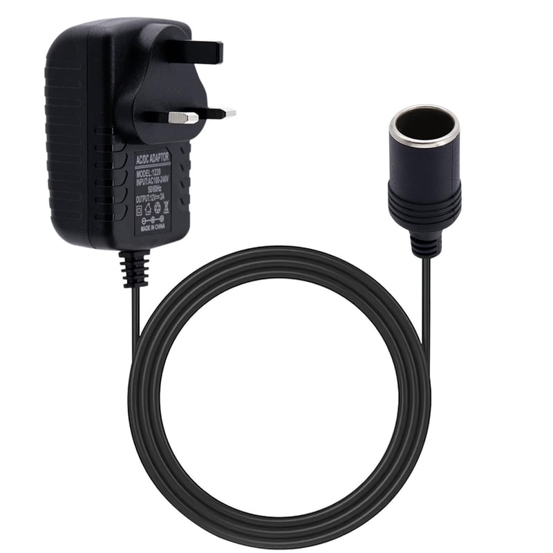 Sieťový adaptér Cncedi 240V AC – 12V DC, menič napätia, britská zástrčka, zásuvka autozapaľovača pre domáce použitie, max. výkon 24W
