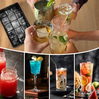 Set 4 Forme Silicon pentru Cuburi de Gheață CNMTCCO cu Capac, Tăvițe pentru Gheață cu 60 de Compartimente, Forme pentru Whisky și Cocktailuri, Fără BPA, Negru 6