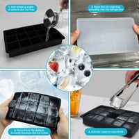 Set 4 Forme Silicon pentru Cuburi de Gheață CNMTCCO cu Capac, Tăvițe pentru Gheață cu 60 de Compartimente, Forme pentru Whisky și Cocktailuri, Fără BPA, Negru 5
