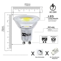 CNSGO GU10 3,5W LED žarulja, pakiranje od 6 komada, hladno bijela 6000K 385 lumena, 230V štedna reflektorska spot svjetiljka, nije dimabilna, 360° 2