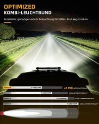 CO LIGHT 22 colos LED fényhíd 24000LM dupla sor 6D lencse 12V/24V IP68 vegyes fény traktorhoz teherautóhoz 4x4 járműhöz lakókocshoz 54 cm 2