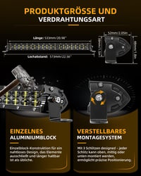 CO LIGHT 22 colos LED fényhíd 24000LM dupla sor 6D lencse 12V/24V IP68 vegyes fény traktorhoz teherautóhoz 4x4 járműhöz lakókocshoz 54 cm 3