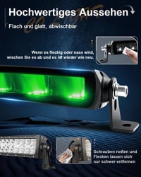 CO LIGHT LED Fényhíd 20" - Vékony Kiegészítő Fényszóró 12V Zöld Hangulatvilágítással, DT Kábelköteg, Terepjáró SUV ATV UTV Teherautó 2