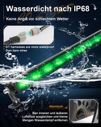 CO LIGHT LED Fényhíd 20" - Vékony Kiegészítő Fényszóró 12V Zöld Hangulatvilágítással, DT Kábelköteg, Terepjáró SUV ATV UTV Teherautó 6