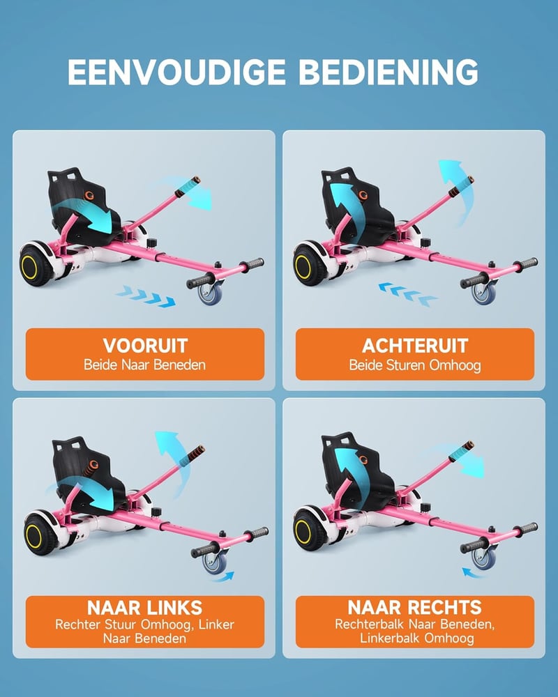 CO-Z Hoverboard Go Kart Rózsaszín Állítható Ülés 6.5" 8" 10" Hoverboardhoz