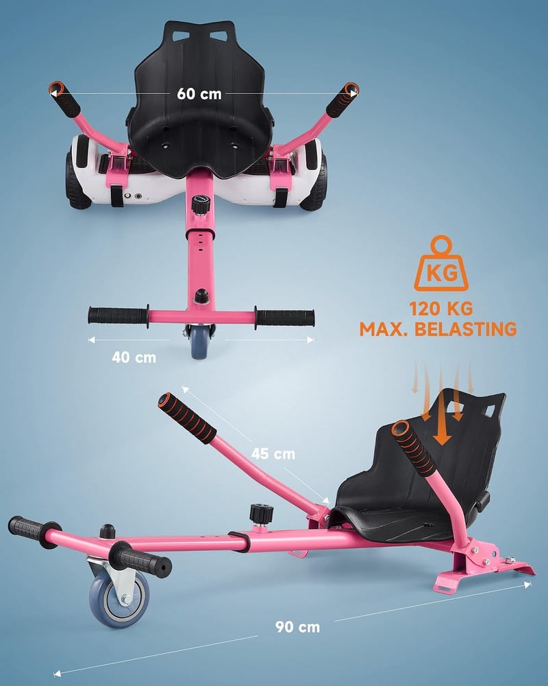 CO-Z Hoverboard Go Kart Rózsaszín Állítható Ülés 6.5" 8" 10" Hoverboardhoz